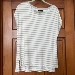 WHITE HOUSE BLACK MARKET Gold & White Short Sleeved Top
